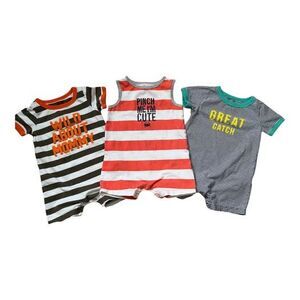 Carter’s Striped One Piece Rompers with Snap Closure - 18 months - Set of 3
